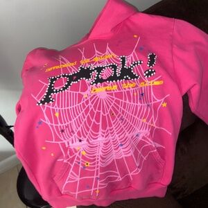 Sp5der Hoodie Pink V1 size small NWOT
